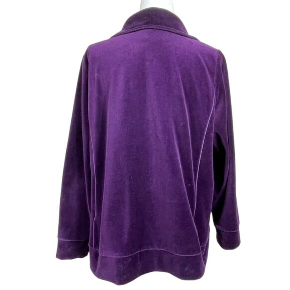 LAUREN RALPH LAUREN LRL Women Tracksuit Jacket Size 1X Velvet Velour Zip Purple - Picture 2 of 16